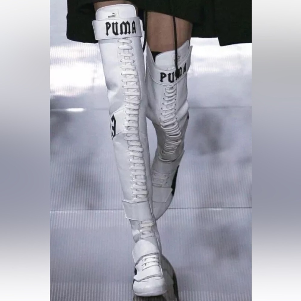 Fenty Puma Over The Knee White Boxing Boots By Rihanna Womens Size 6.5